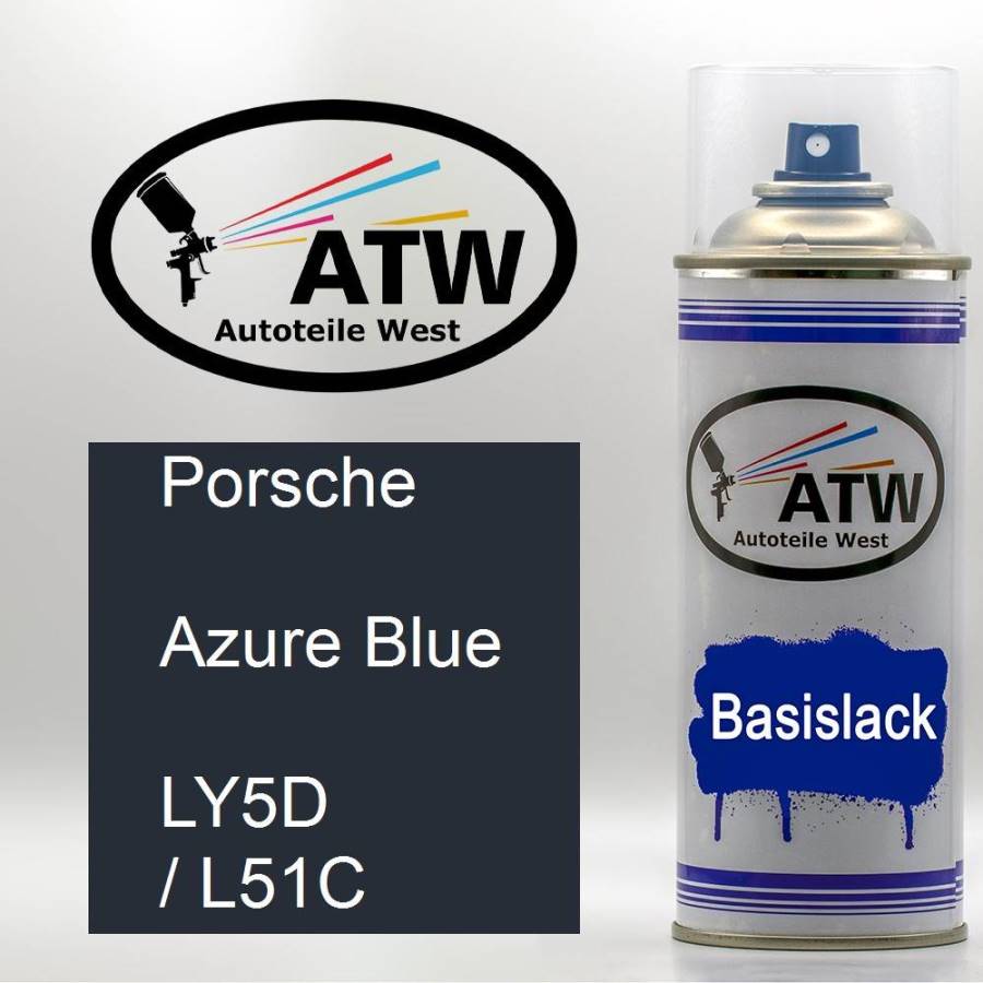 Porsche, Azure Blue, LY5D / L51C: 400ml Sprühdose, von ATW Autoteile West.